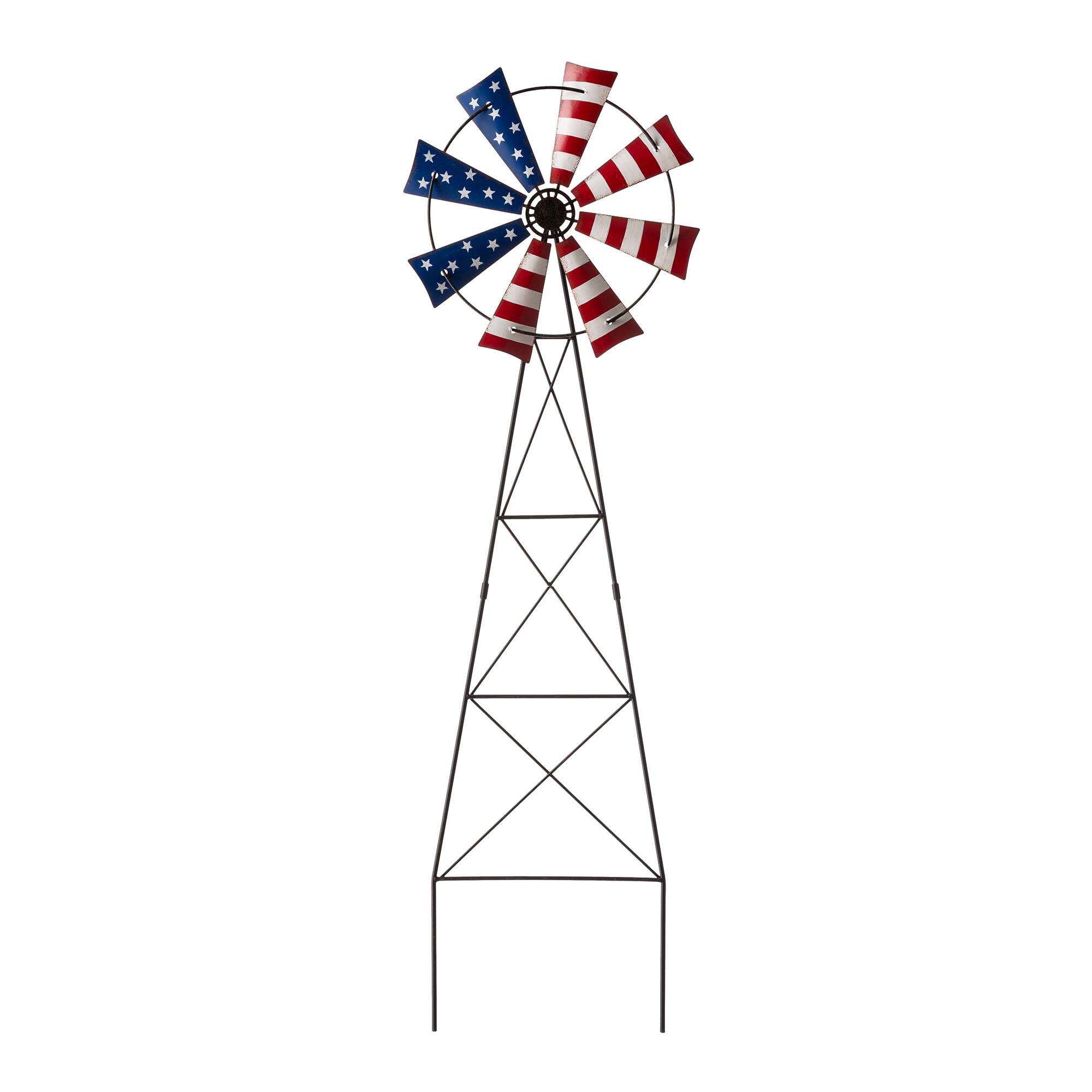 Glitzhome® 41" Stars & Stripes Metal Wind Spinner Yard Stake